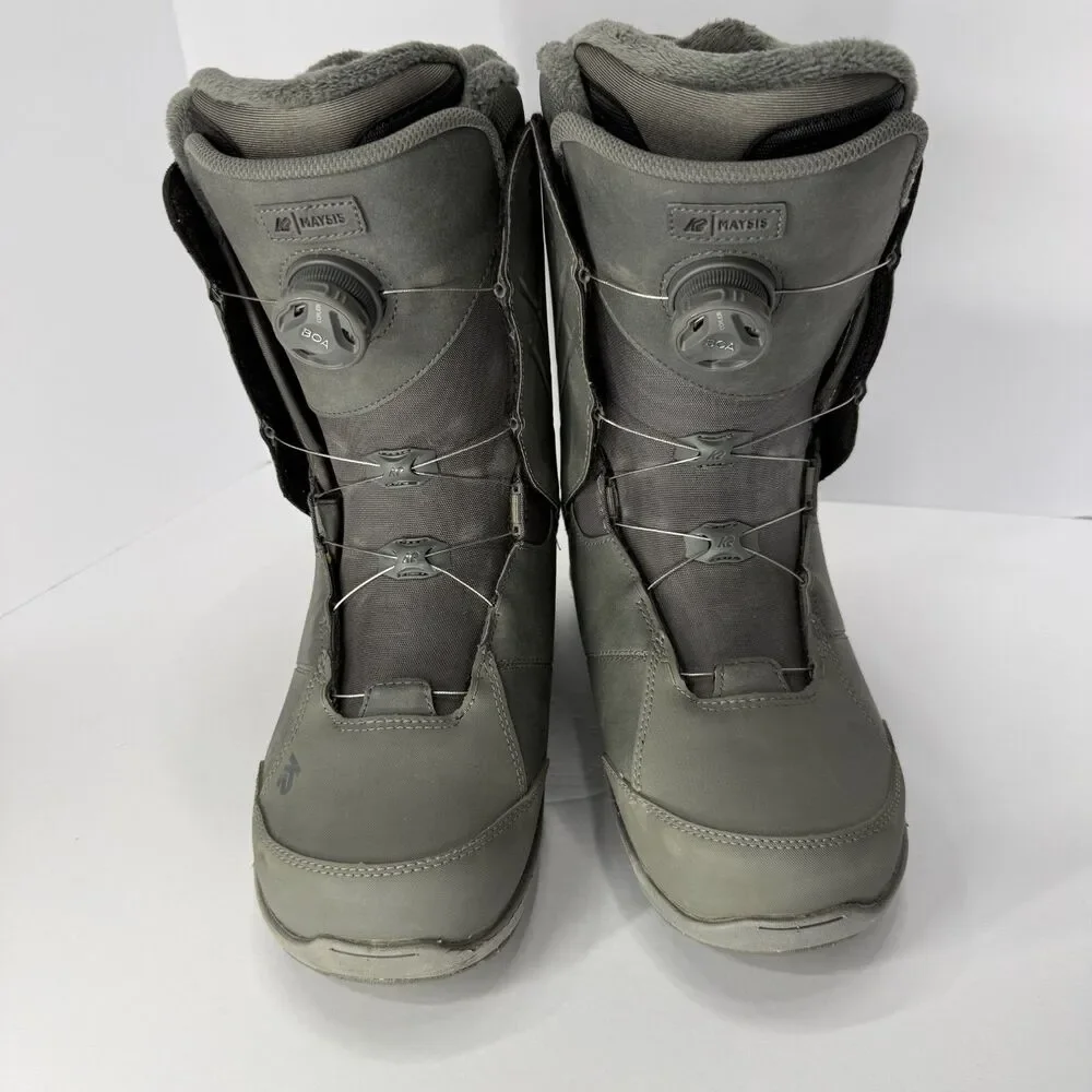K2 Maysis Snowboard Boots Mens 11 BOA Suede Flex Feel Intuition Foam Gray Logo